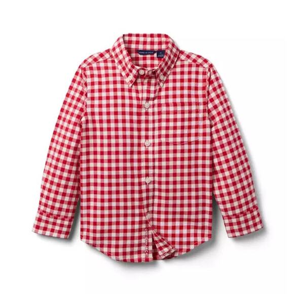 Janie and Jack Other - Janie and Jack Boys - Red Houndstooth Brushed Twill Shirt - Christmas - Size 16